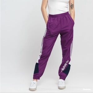 Adidas Violet Joggers with White Stripes